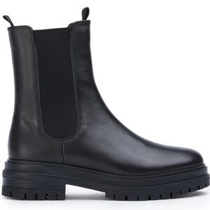 Tony Bianco Black Leather Chunky Ankle Boots